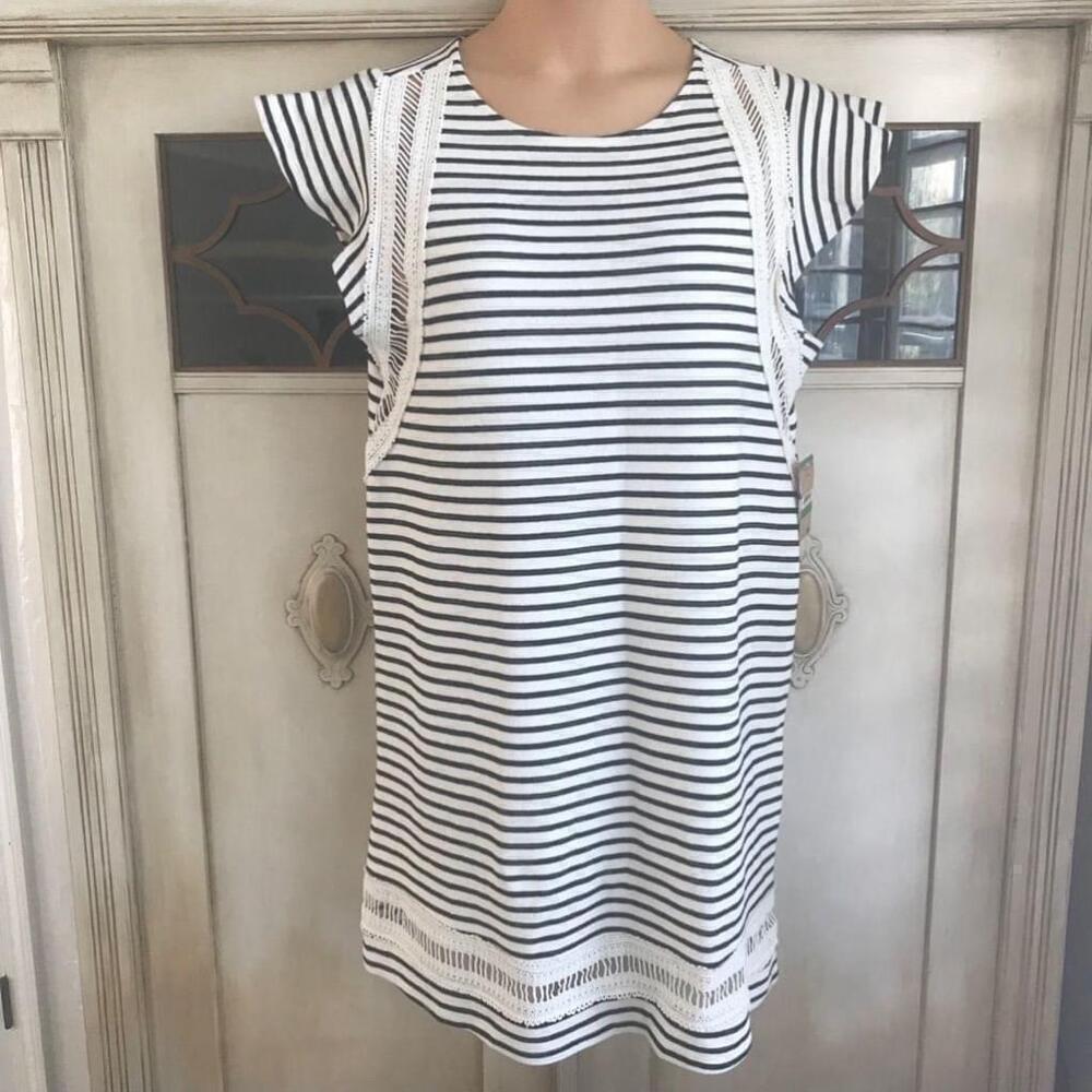 NWT Rachel Roy Womens Jules Striped Cap Sleeves Casual Dress
